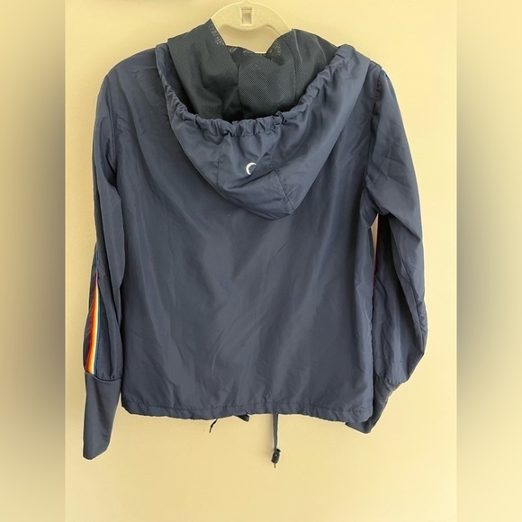 Zyia Active Navy Rainbow Sleeve Bomber Jacket Size Small - Picture 2 of 8